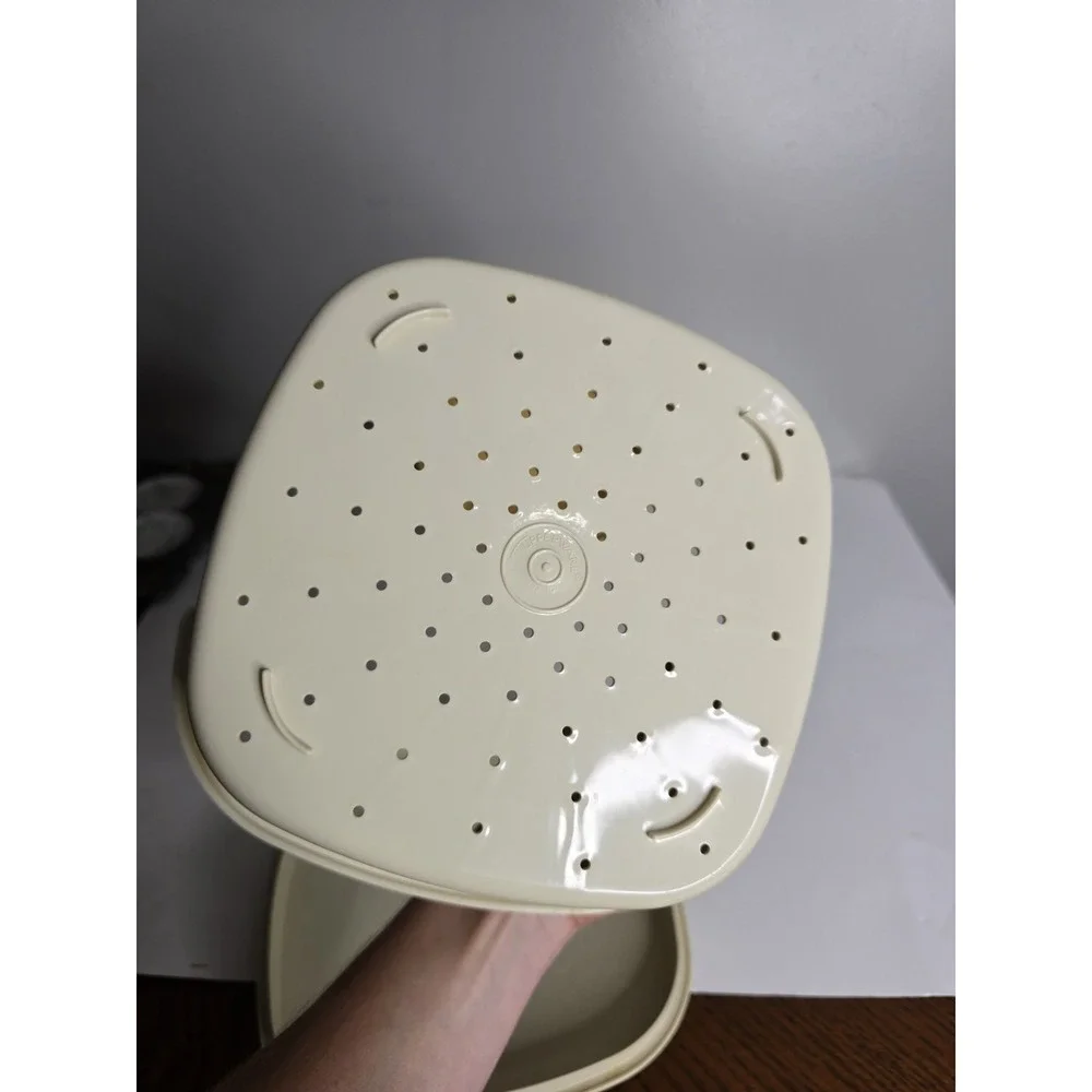 Vintage Tupperware Harvest Gold Microwave Steamer Set 3 Pc Square #888 887 889